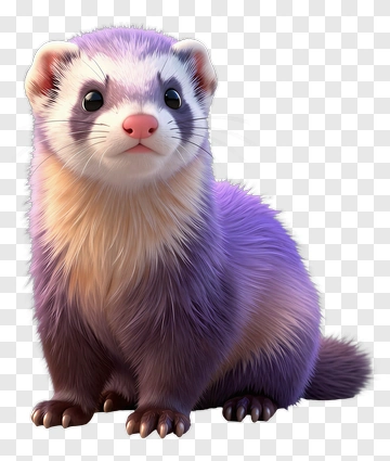 3D Purple Ferret PNG