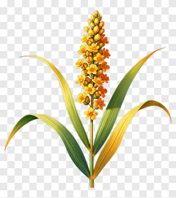 Colorful Corn Plant With Yellow Flowers PNG