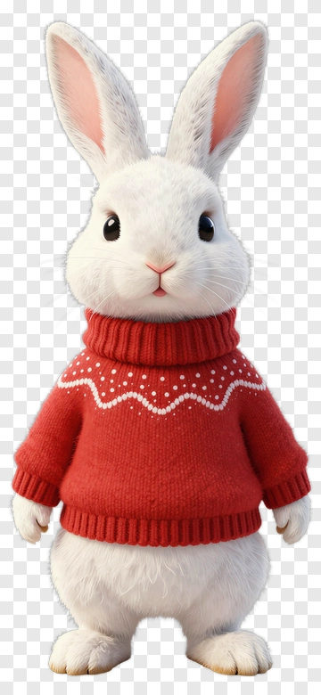 3D Rabbit In A Red Sweater PNG