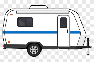 Cartoon Travel Trailer With Blue Stripes PNG