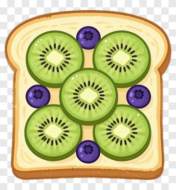 Toast With Kiwi And Blueberries PNG