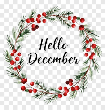 Hello December Wreath PNG
