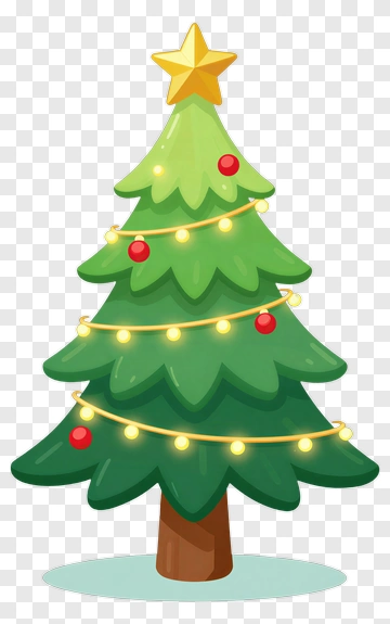 Colorful Christmas Tree With Star And Lights PNG