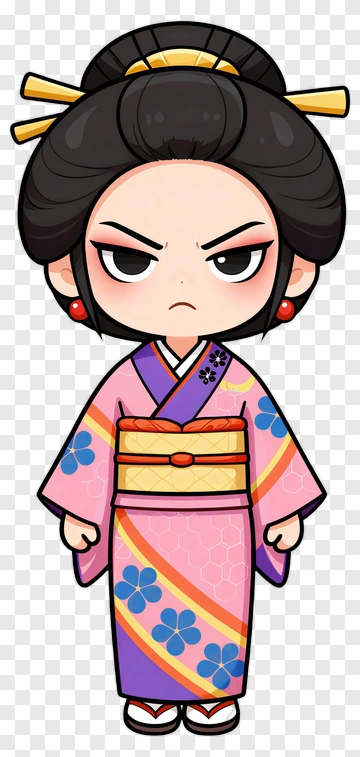 Cartoon Girl In Kimono PNG