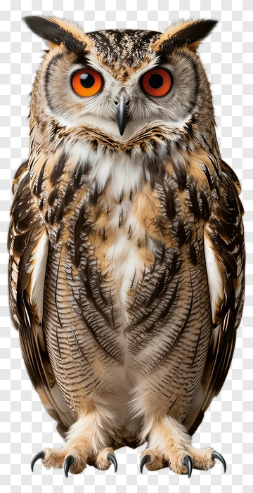 Realistic Owl With Striking Orange Eyes PNG