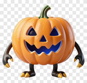 Cartoon Pumpkin Character With Claws PNG