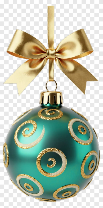 Christmas Ornament With Gold Ribbon PNG