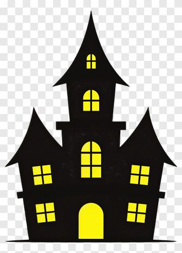 Haunted House With Yellow Windows PNG