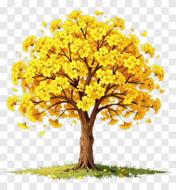Colorful Tree With Yellow Flowers PNG