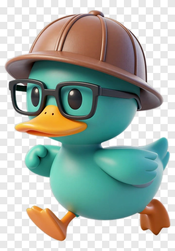 3D Cartoon Duck Wearing Glasses And A Hat PNG