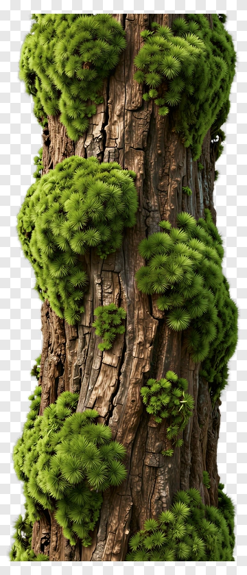 Tree Covered In Green Moss PNG