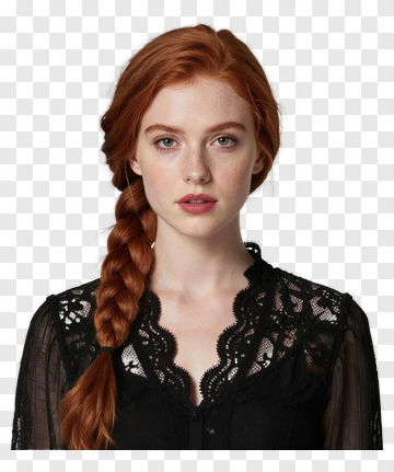 Woman With Red Hair And Braided Hairstyle PNG