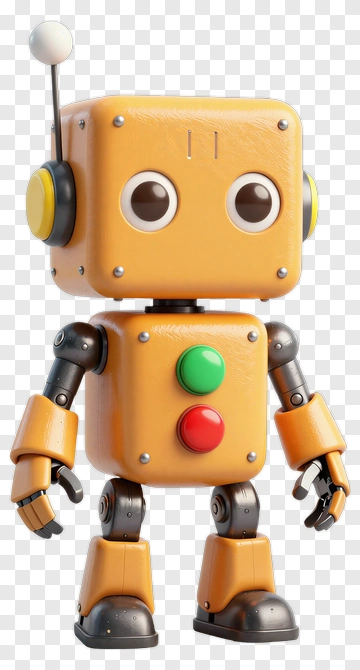 3D Robot Toy With Colorful Buttons PNG