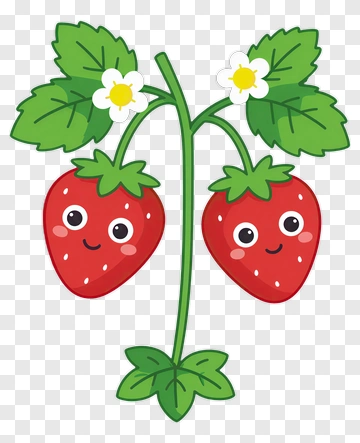 Cartoon Strawberries With Smiling Faces PNG