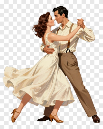 Couple Dancing Together In Vintage Style PNG