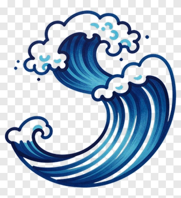Stylized Ocean Wave With Foam PNG