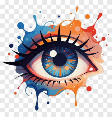 Colorful Eye Illustration With Paint Splashes PNG