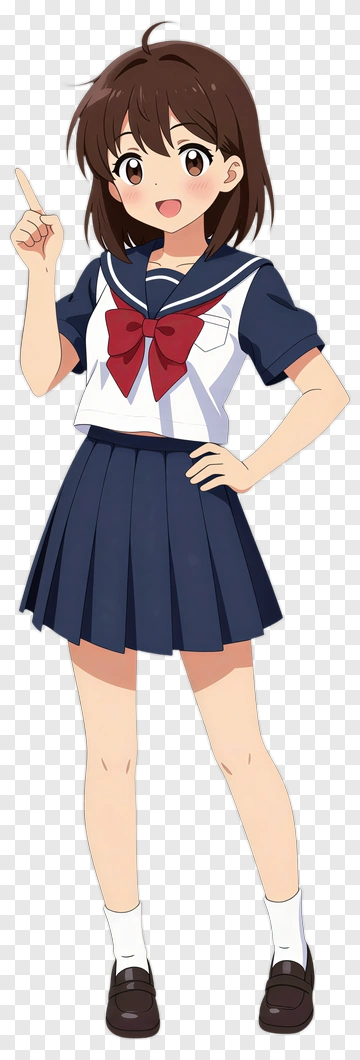 Anime Girl In School Uniform Gesturing PNG