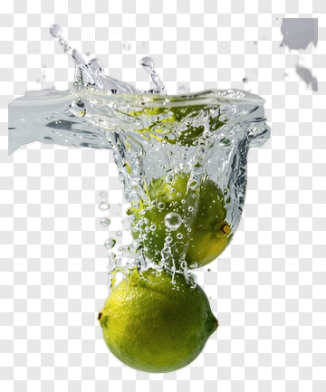 Limes Splashing Into Water PNG
