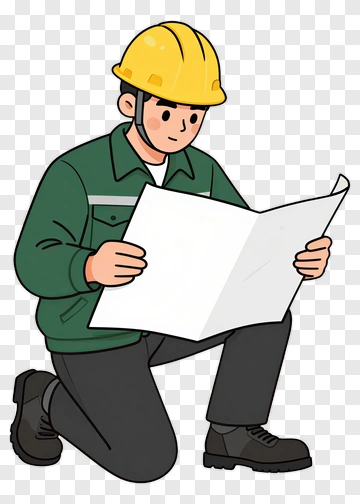 Construction Worker Reading A Blueprint PNG