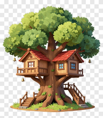 Tree House In A Cartoon Tree PNG