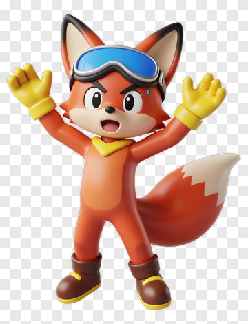 Cartoon Fox Character With Excited Pose PNG