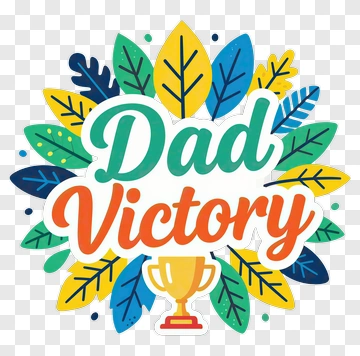 Dad Victory Trophy With Colorful Leaves PNG