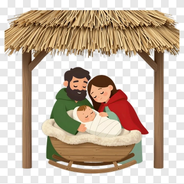 Nativity Scene With Family And Baby PNG