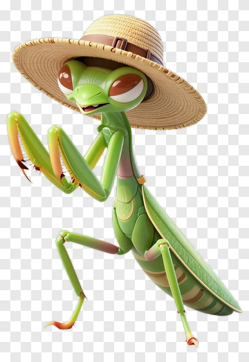Cartoon Praying Mantis Wearing A Hat PNG