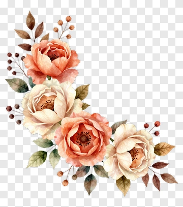 Watercolor Floral Arrangement With Roses PNG