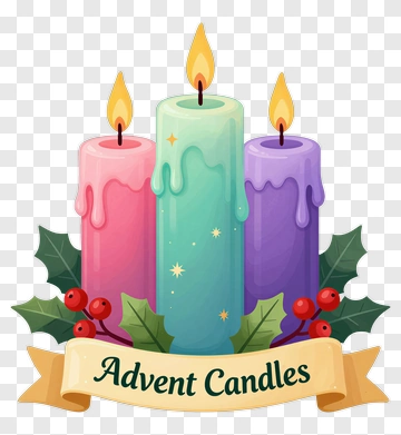 Advent Candles With Holly Decorations PNG