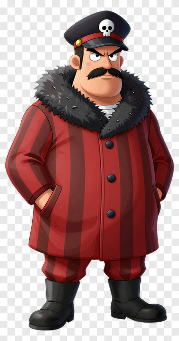 Cartoon Character In Red Striped Coat PNG