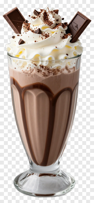 Chocolate Milkshake With Whipped Cream And Chocolate Toppings PNG