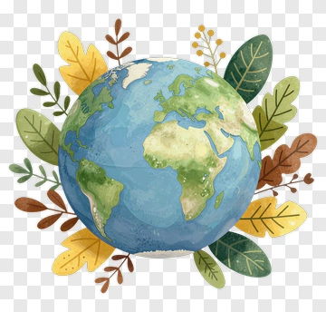 Earth Surrounded By Colorful Leaves PNG