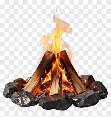 Campfire With Flames And Rocks PNG