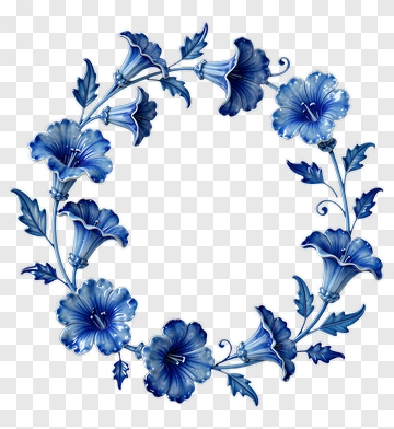 Blue Floral Wreath PNG