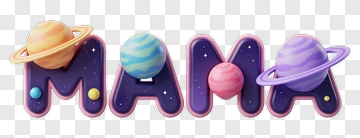 Colorful Mama Text With Planets PNG