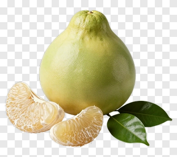 Pomelo With Slices And Leaves PNG
