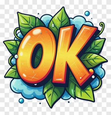 Colorful Ok Sign With Leaves PNG