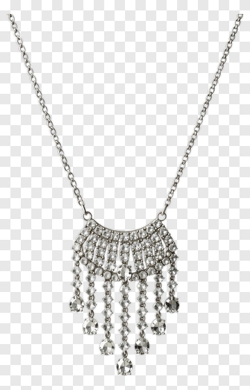 Silver Necklace With Crystal Pendants PNG