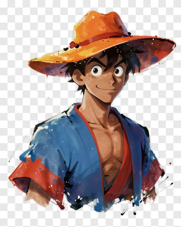 Cartoon Character Wearing A Straw Hat PNG
