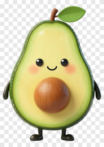 Cartoon Avocado Character PNG