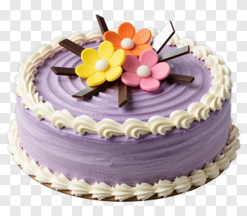 Purple Cake With Flowers And Chocolate Decorations PNG