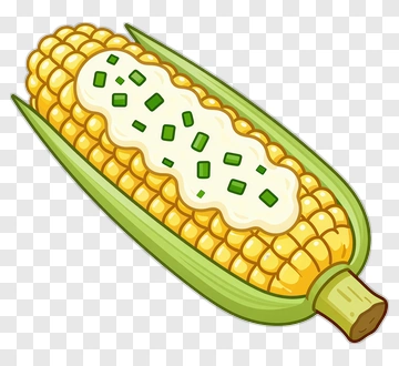 Cartoon Corn On The Cob With Butter PNG
