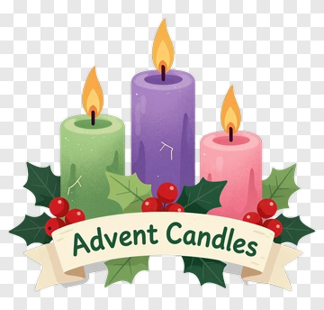 Advent Candles With Holly And Berries PNG