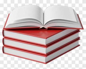 Stack Of Red Books With An Open Book On Top PNG
