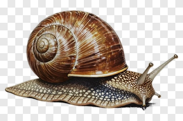 Realistic Snail With Spiral Shell PNG