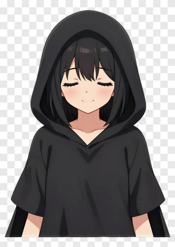 Smiling Girl In Black Hoodie PNG