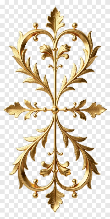 Golden Floral Ornament Design PNG