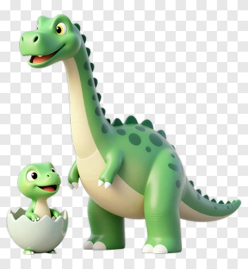 Cartoon Dinosaur And Baby Dinosaur Hatching From Egg PNG